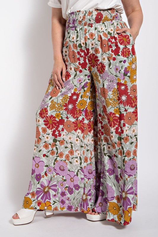 Curvy Floral Wide Leg Pants