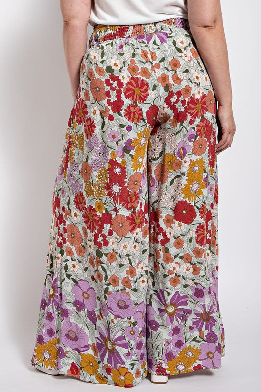 Curvy Floral Wide Leg Pants