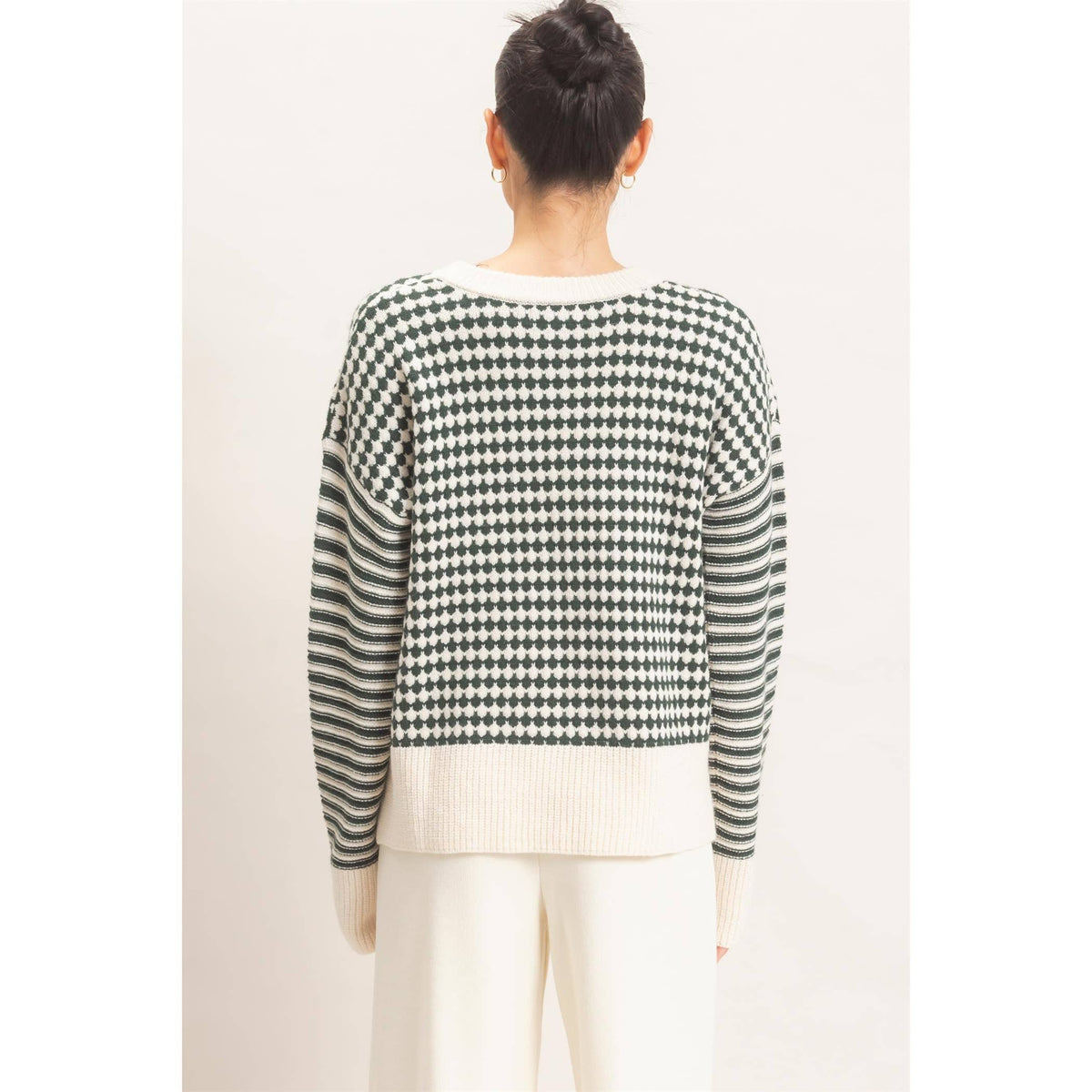 Green Pattern Long Sleeve Sweater