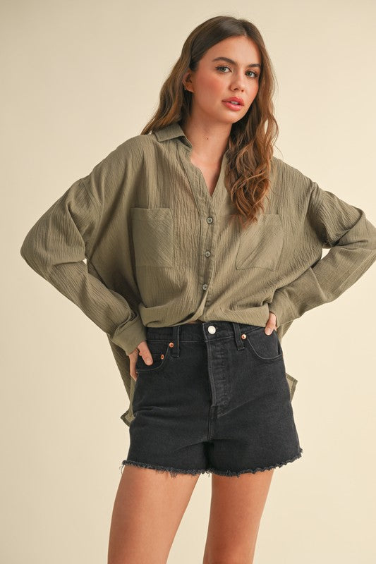 Olive Button Down Shirt