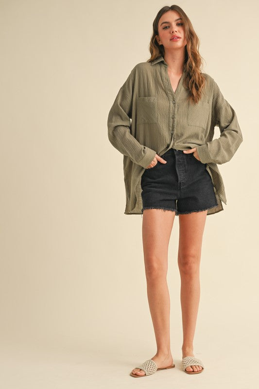 Olive Button Down Shirt