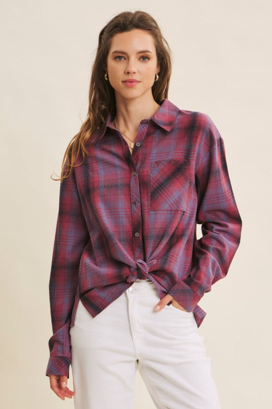 Burgundy Plaid Shirt