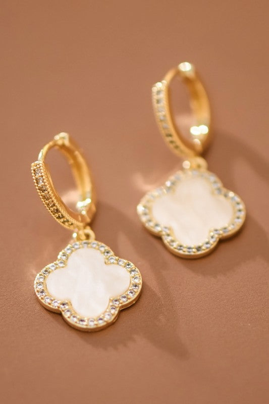 18k Stainless Steel Clover Pearl Drop