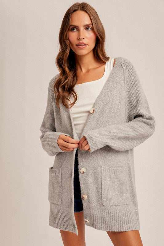 Gray Button Cardigan