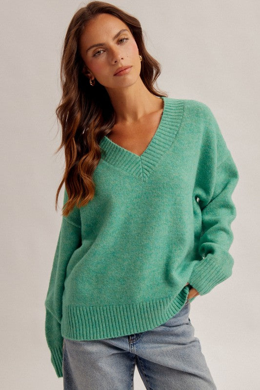 Green V-Neck Sweater