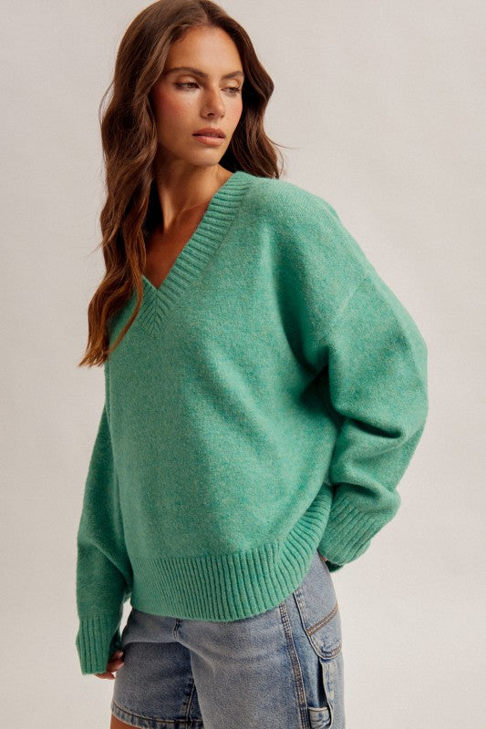 Green V-Neck Sweater