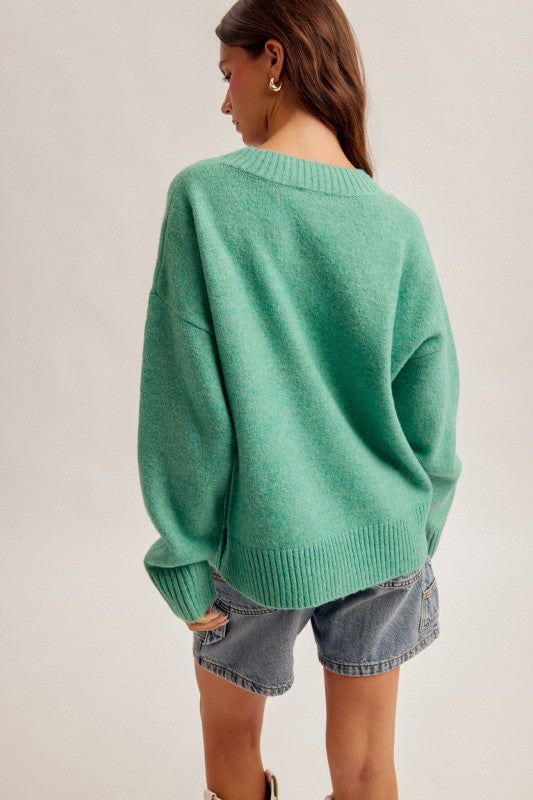 Green V-Neck Sweater
