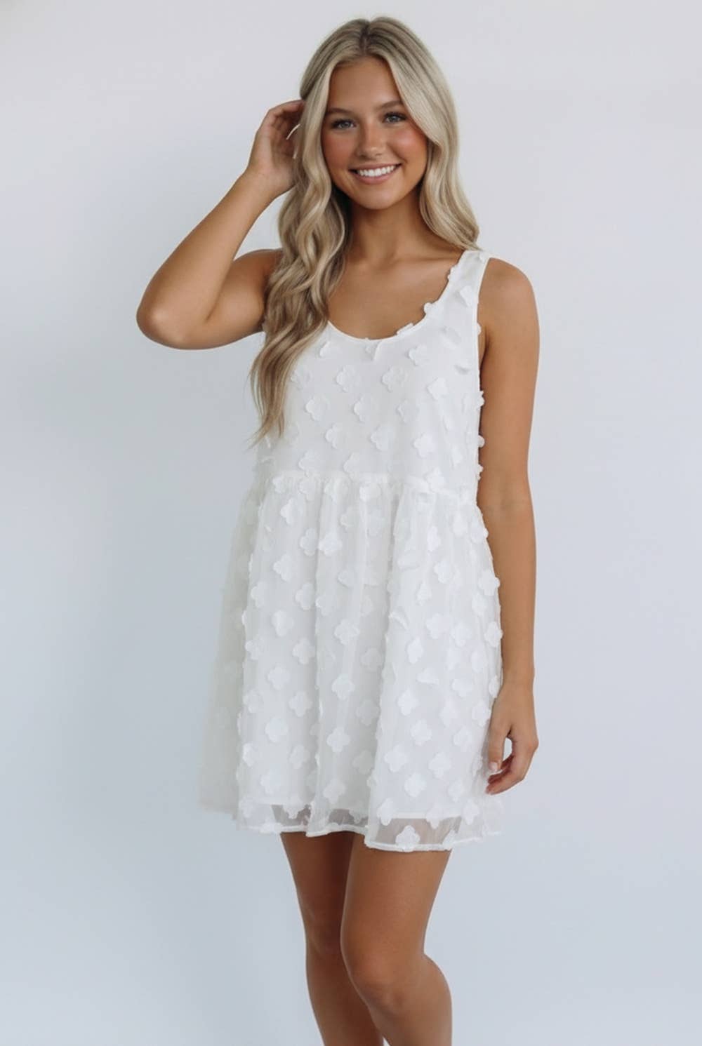 Flower Applique Baby-doll Dress