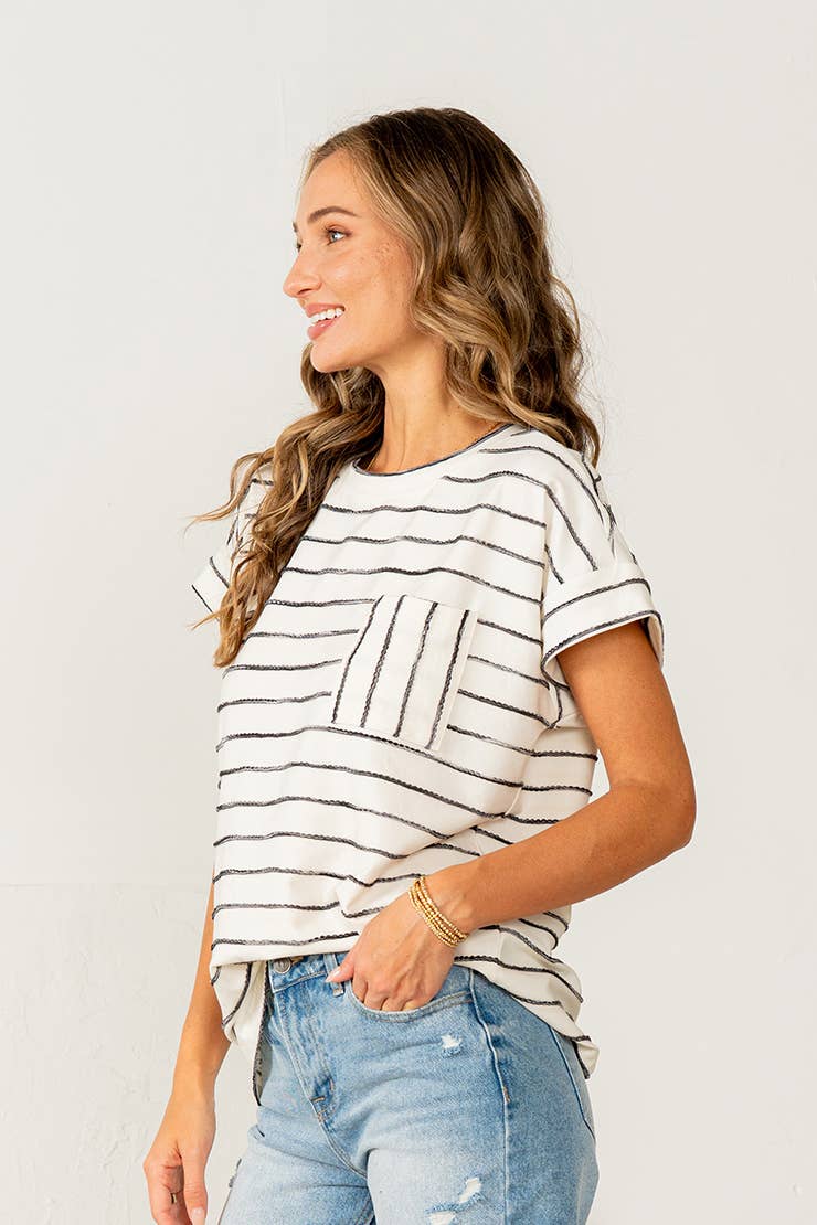 Curvy Black and Ivory Stripe