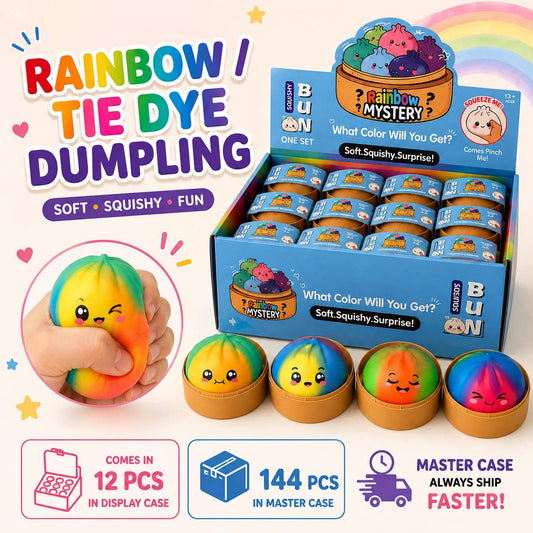 Rainbow Tie Dye Dumpling – Mystery Color Squishy Bun