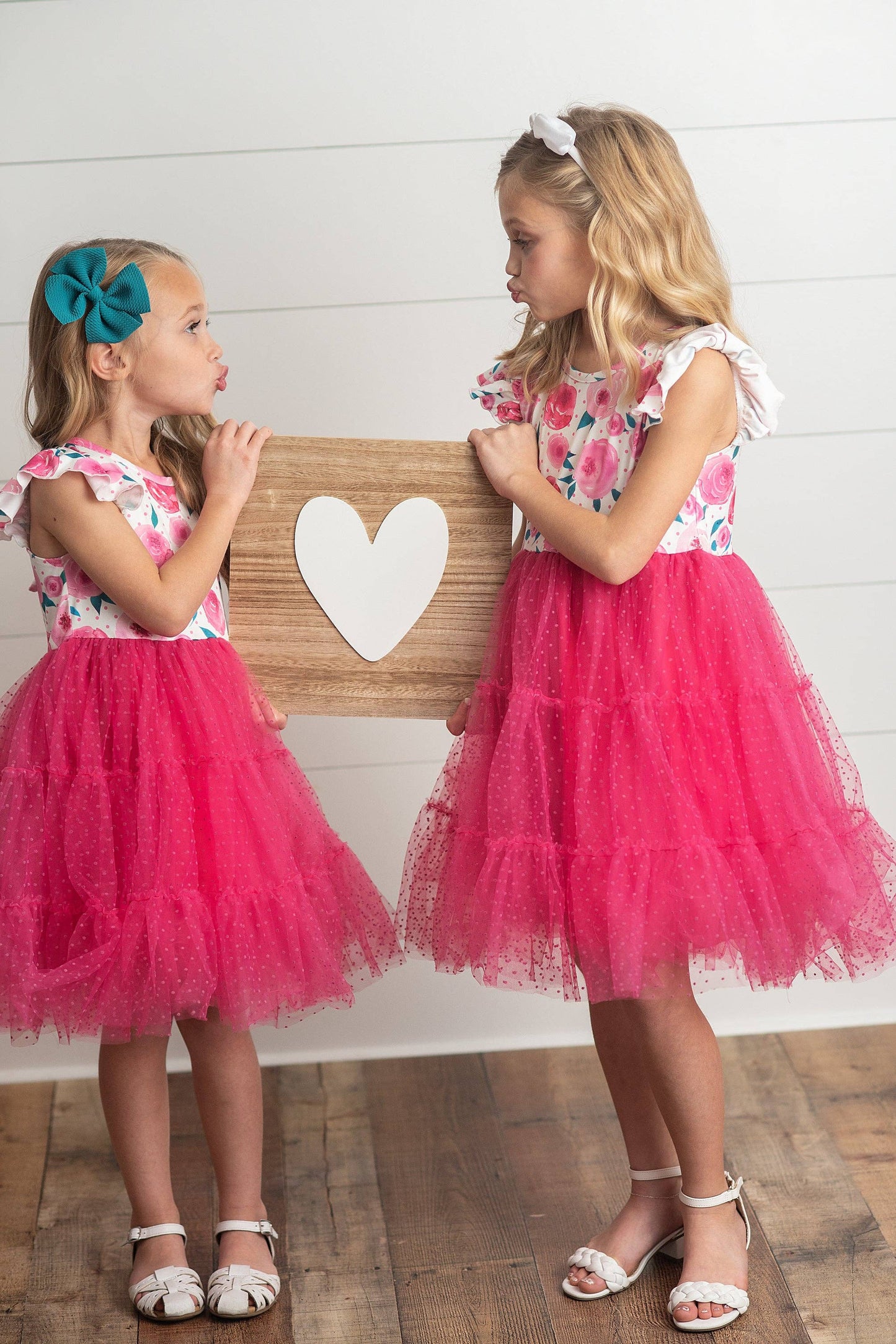 Girls Bright Pink Rose Tiered Tulle Dress