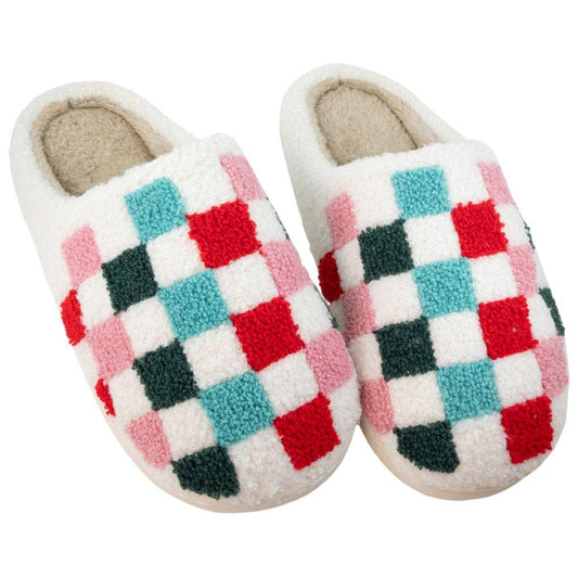 Multicolored Checkered Slippers