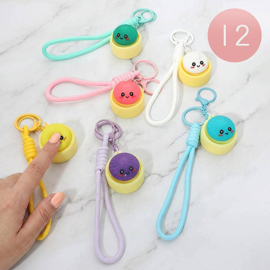 Cute Bao Bun Dumpling Stress Relief Fidget Clicker Bag Charm Keychains