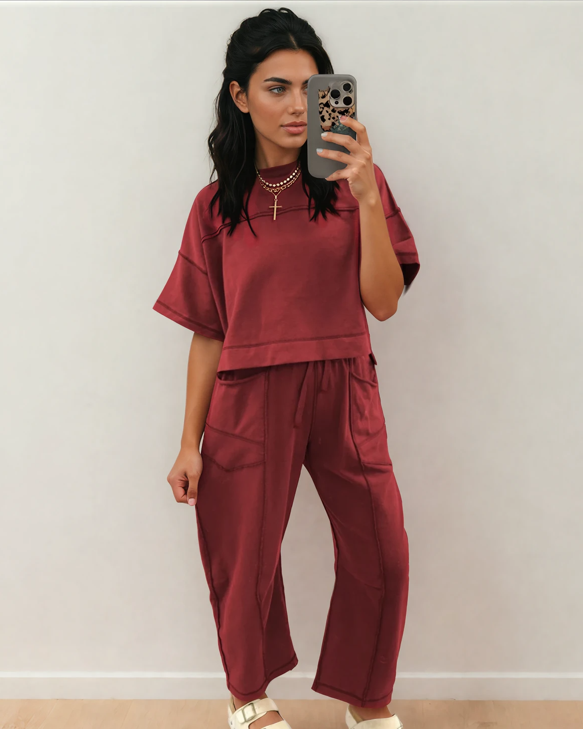 Drop Shoulder Boxy Tee and Barrel Pants Set