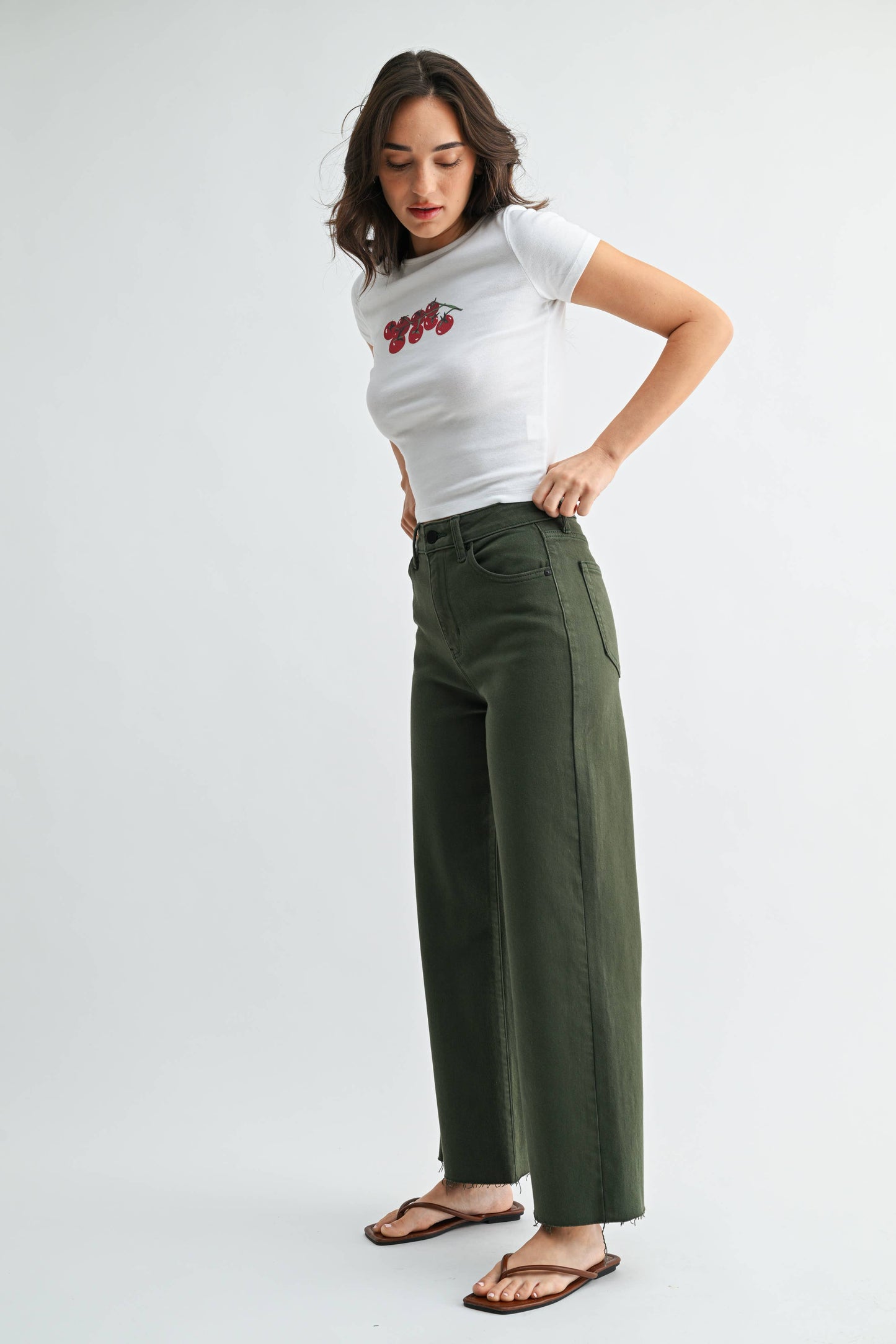 Dark Olive Wide Leg Jean