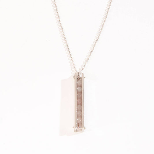 Parker Genuine Stone Bar 32" Pendant Necklace: Rose