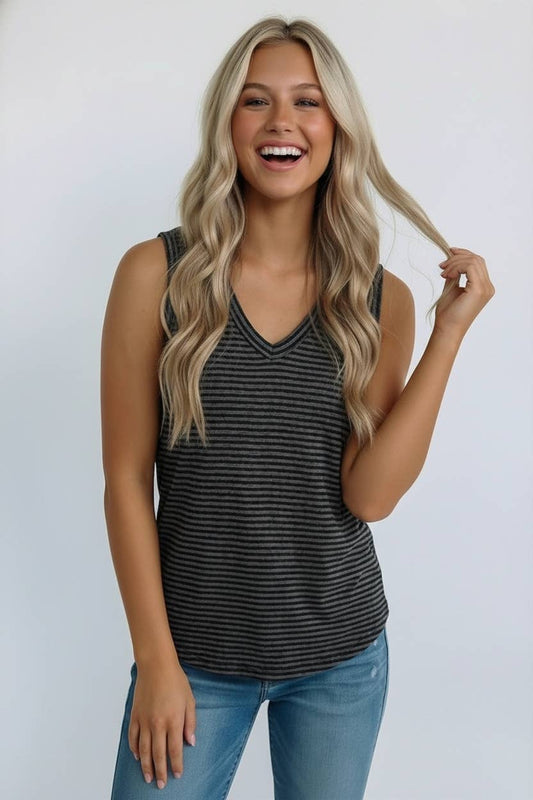 Classic stripe V-neck tank top