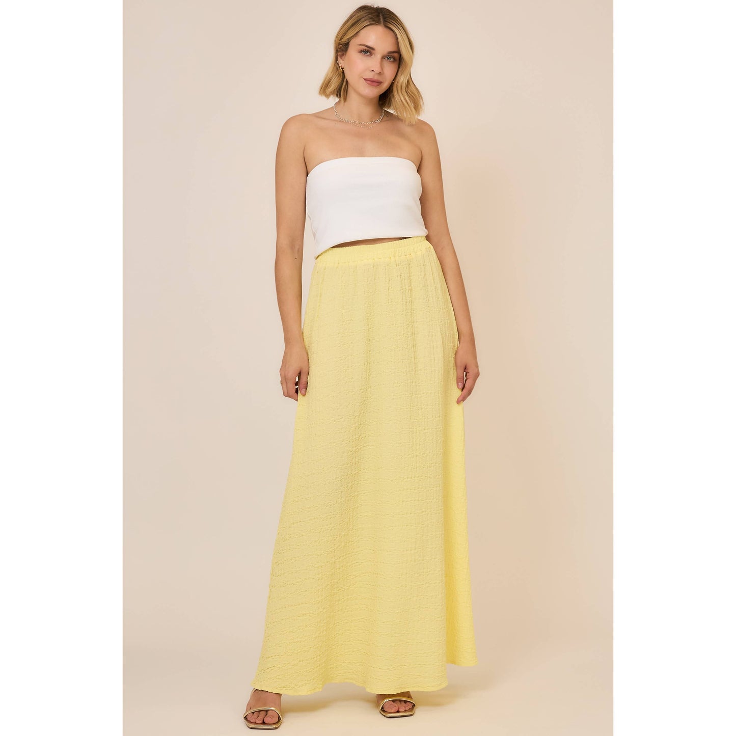 Hammered Crinkle Gauze Maxi Skirt