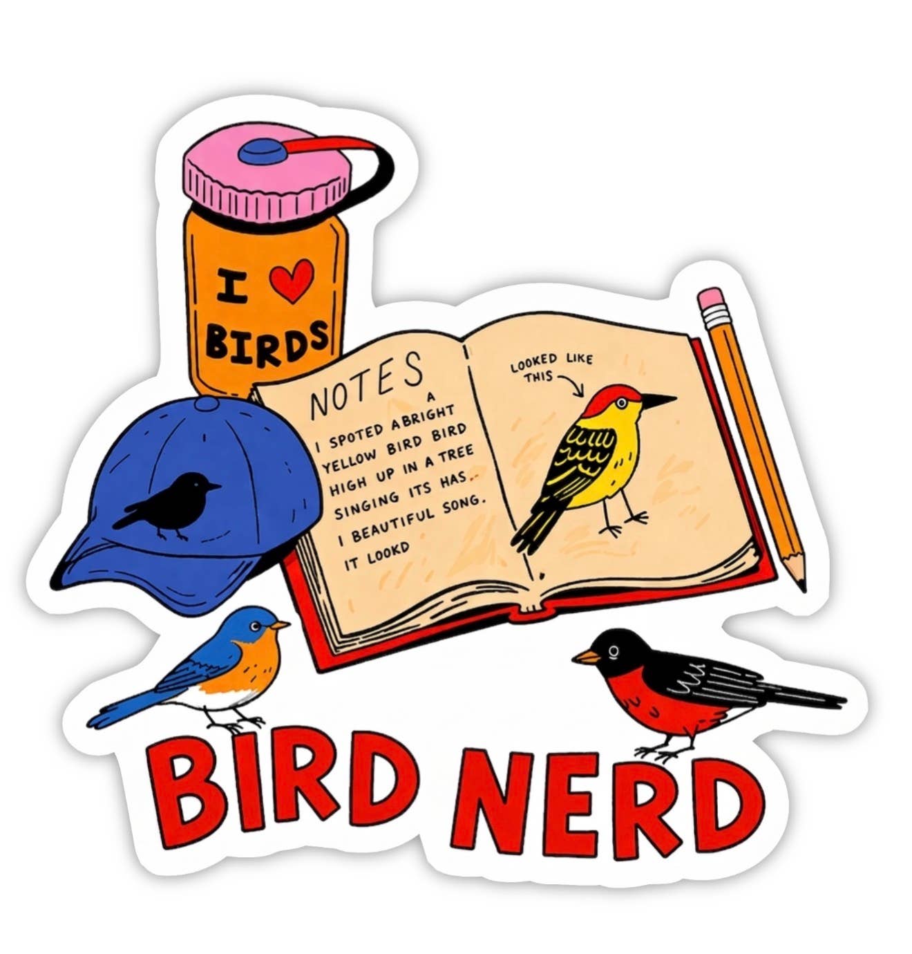 Bird Nerd Sticker – Cute Bird Watching Gift, Bird Lover