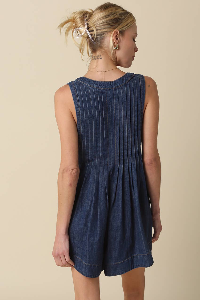 Denim Tie-Front Romper