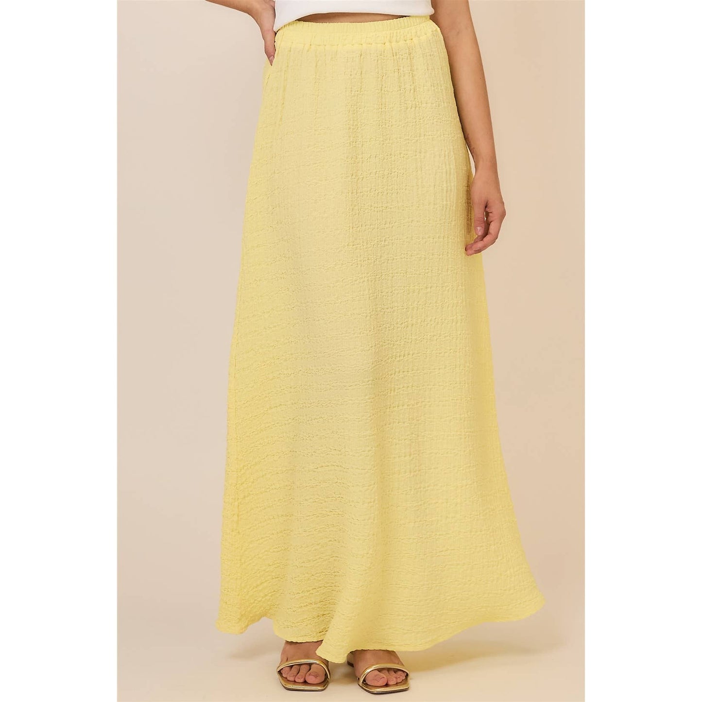 Hammered Crinkle Gauze Maxi Skirt