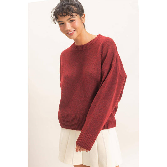 Burgundy  Crew Neck Sweater