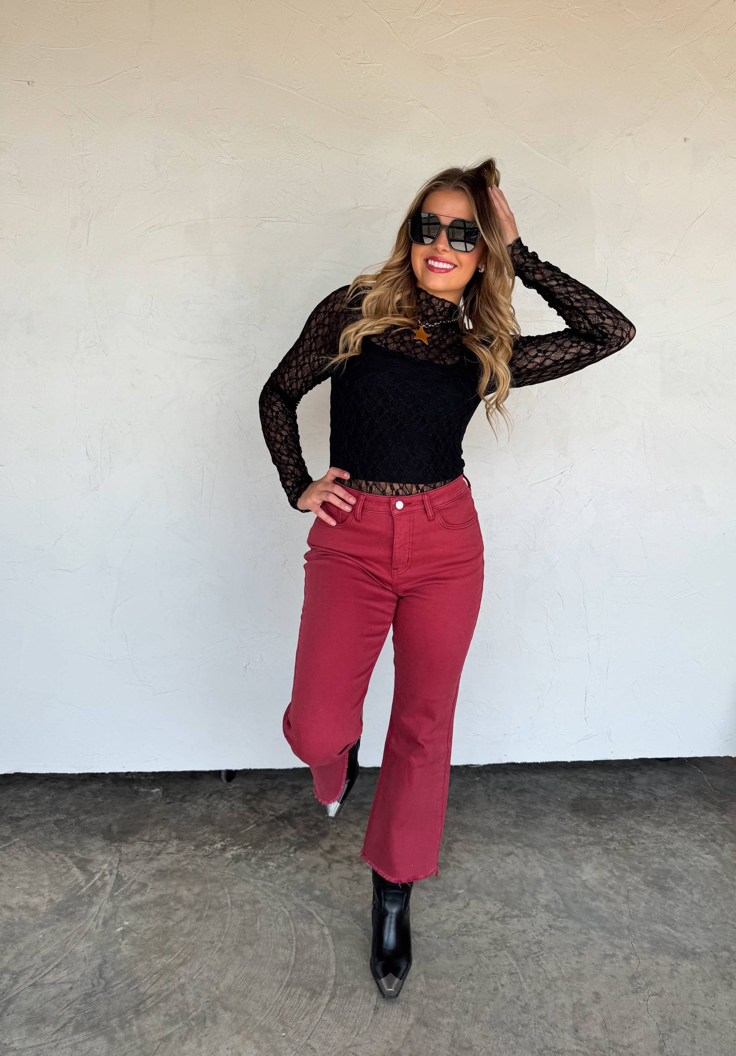 Burgundy Non-Distressed Jeans