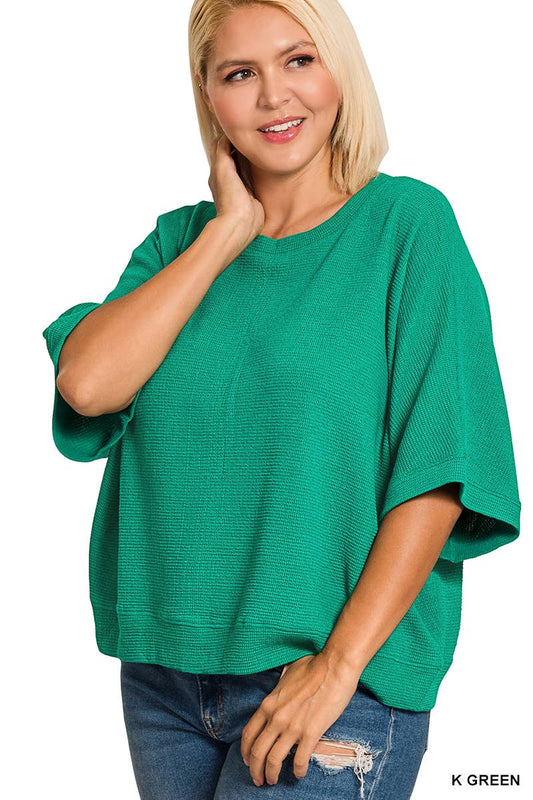 Curvy Kelly Green Banded Top