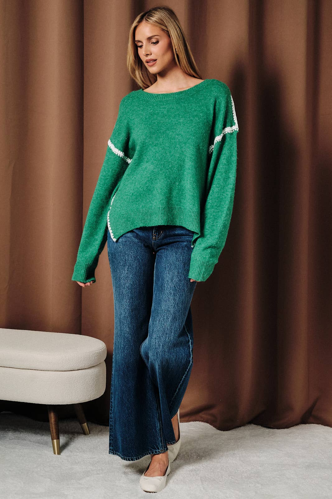 Contrast Knit Sweater
