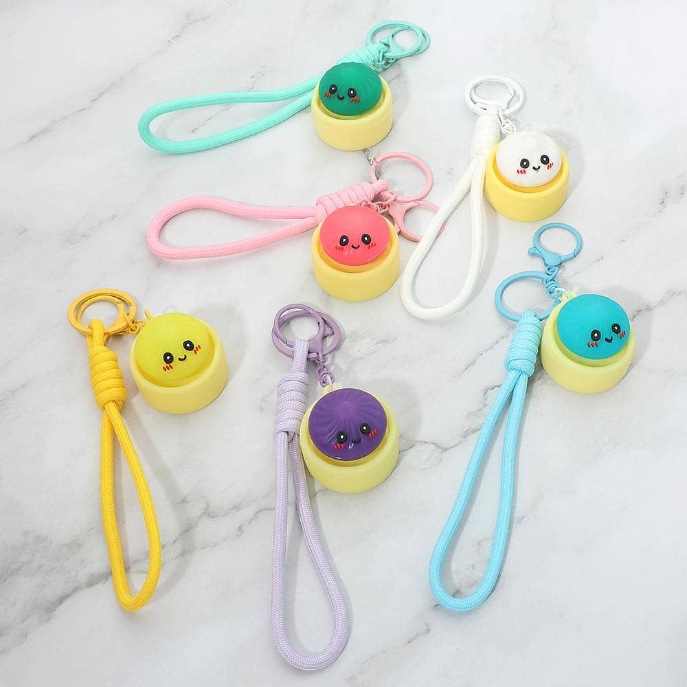 Cute Bao Bun Dumpling Stress Relief Fidget Clicker Bag Charm Keychains