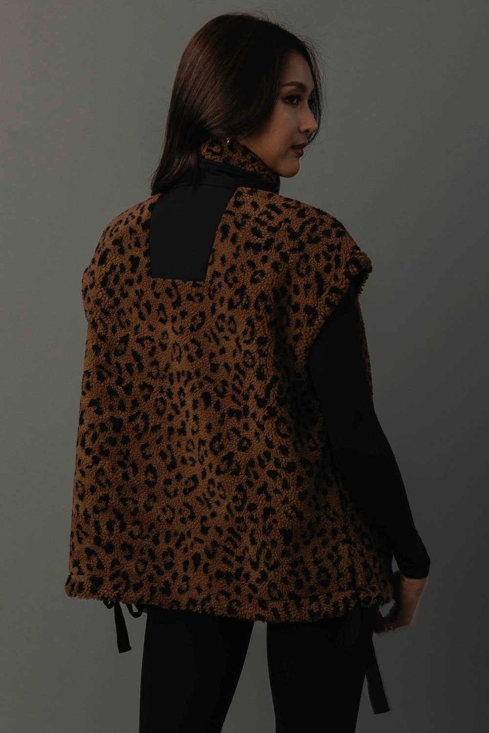 Brown & Black Leopard Fleece Vest