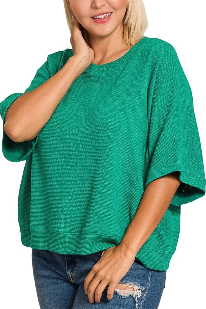 Curvy Kelly Green Banded Top