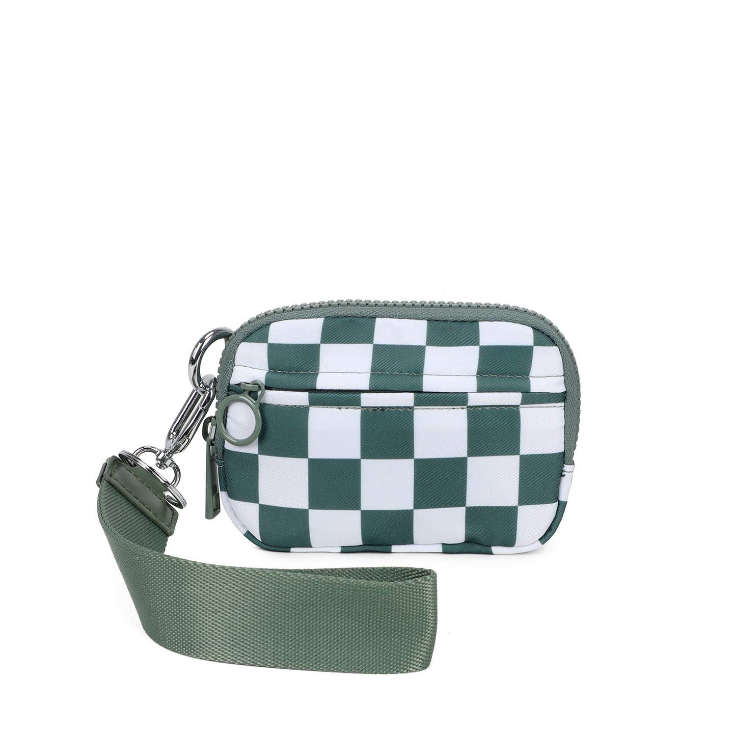 The Kenley Wristlet: Bean Green Checker