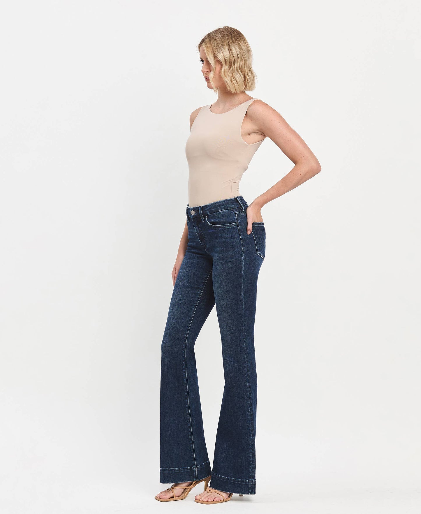 MID RISE FULL LENGTH FLARE JEANS
