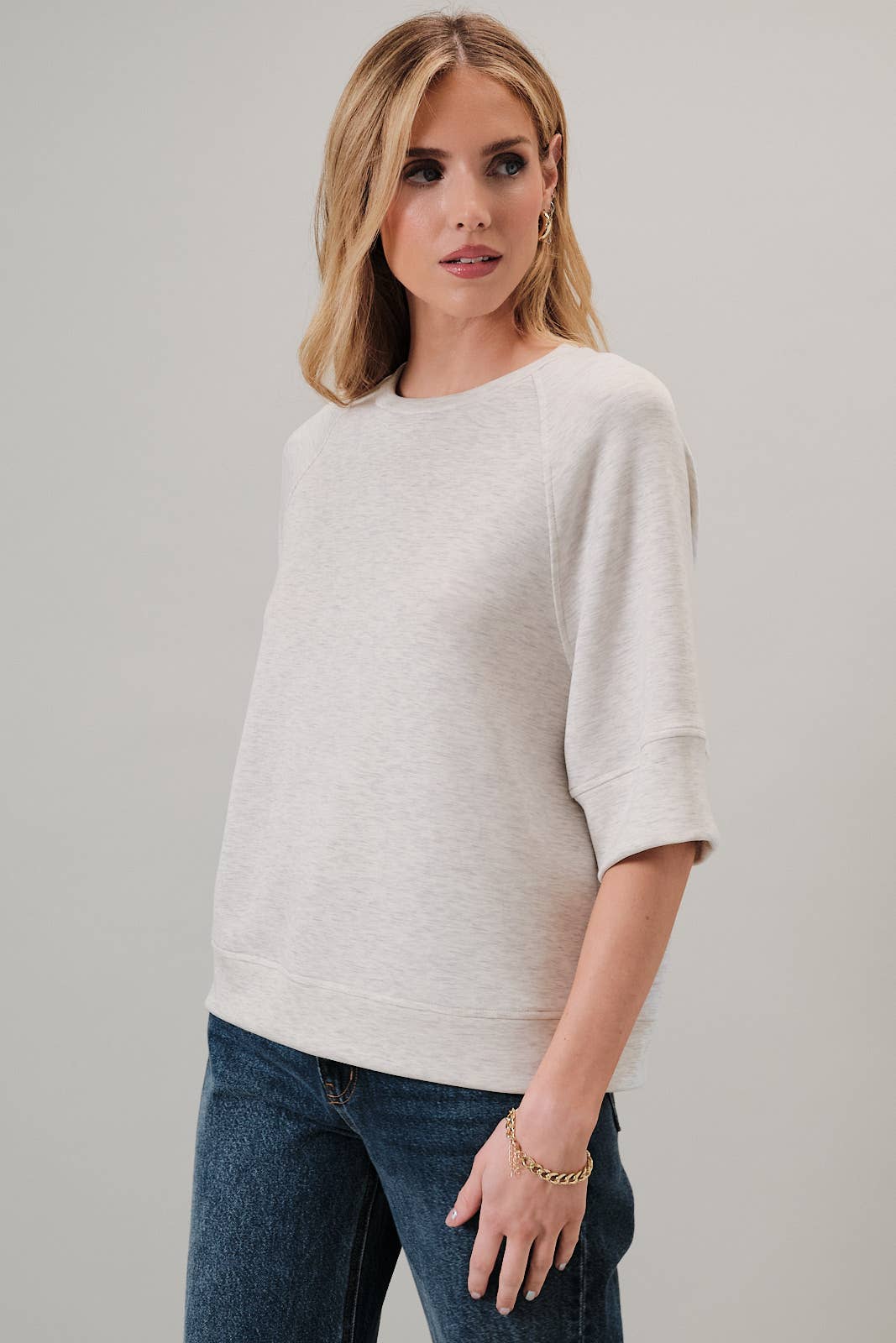 Crew Neck Raglan Gray Sweatshirt