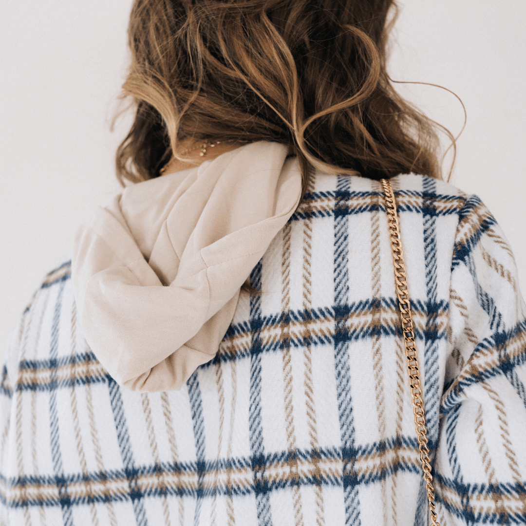 Cream & Navy Plaid Flannel - Adult: 2XL
