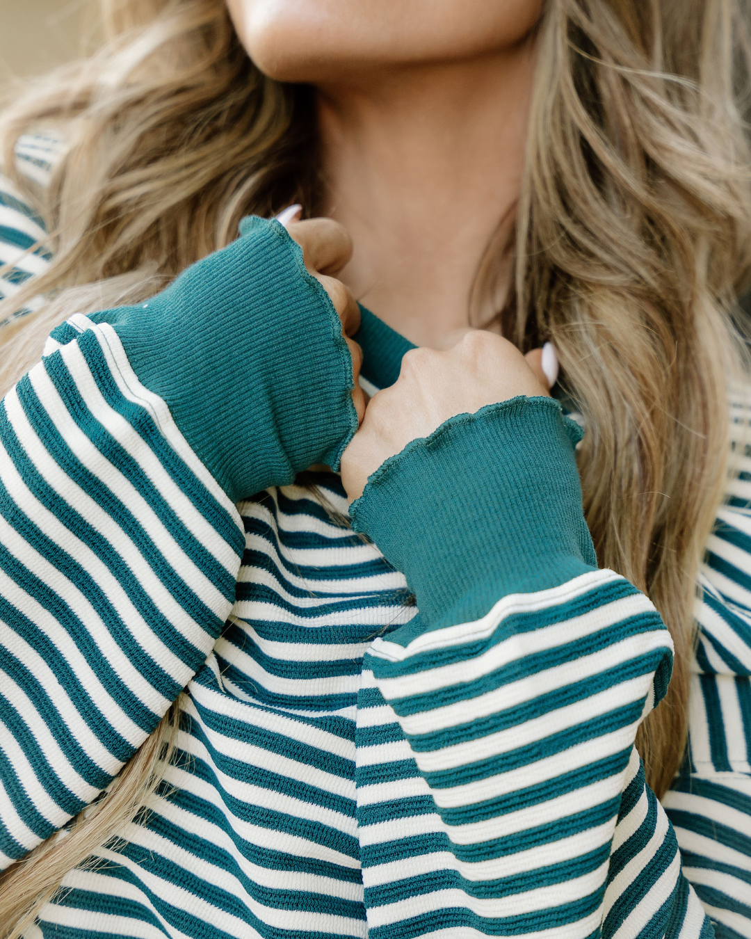 Stevie Green Striped Top