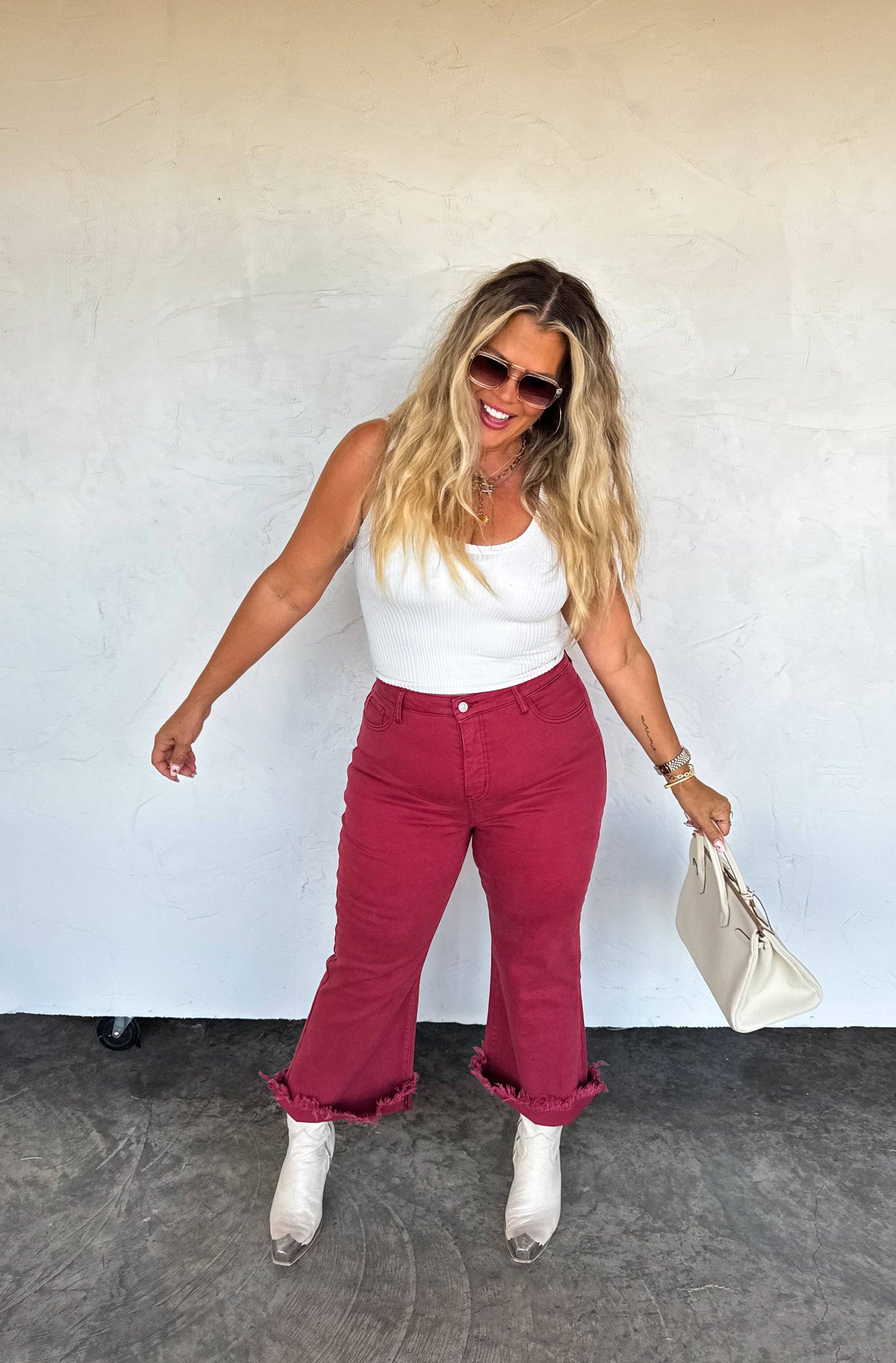 Burgundy Non-Distressed Jeans