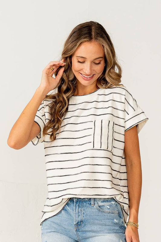 Curvy Black and Ivory Stripe