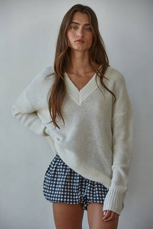Ivory V-Neck Sweater
