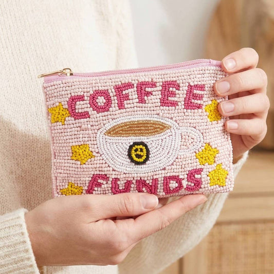 Coffee Funds Seed Beaded Coin Purse