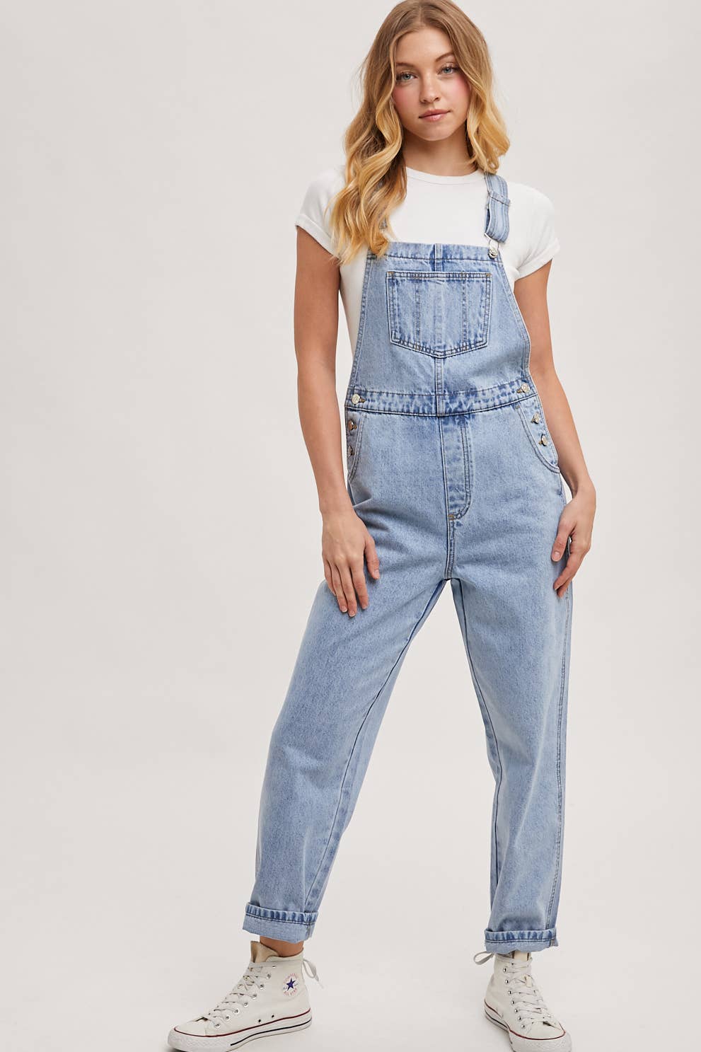 DENIM STRAIGHT LEG OVERALLS JUMPSUIT