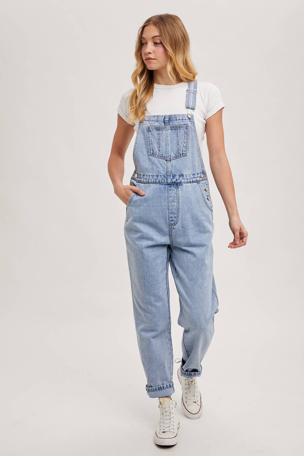 DENIM STRAIGHT LEG OVERALLS JUMPSUIT