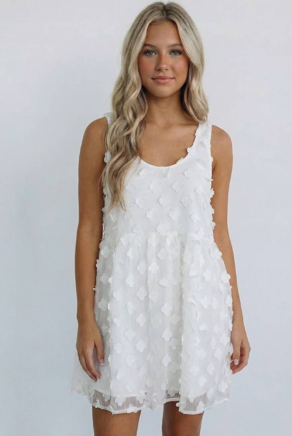 Flower Applique Baby-doll Dress