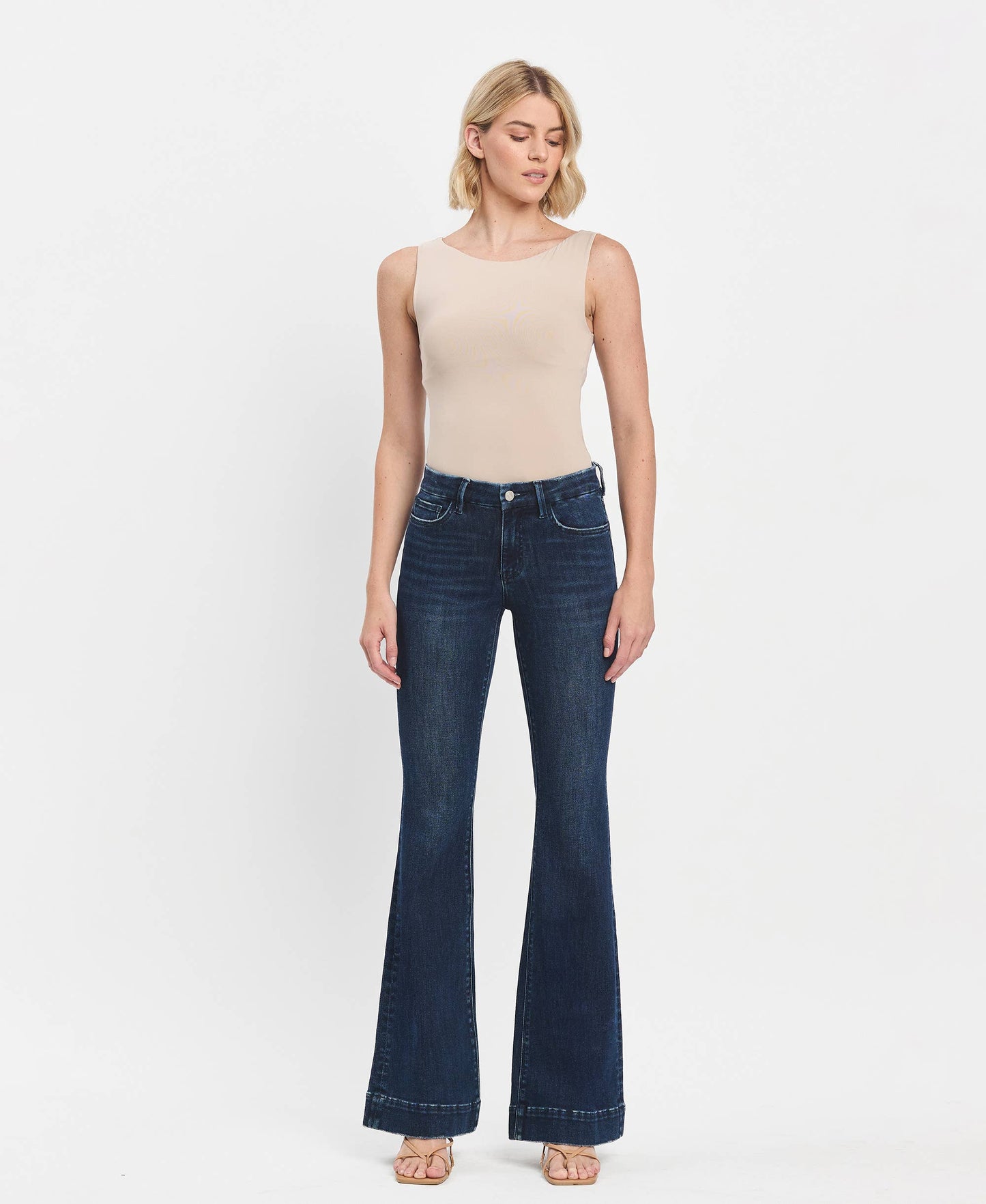 MID RISE FULL LENGTH FLARE JEANS
