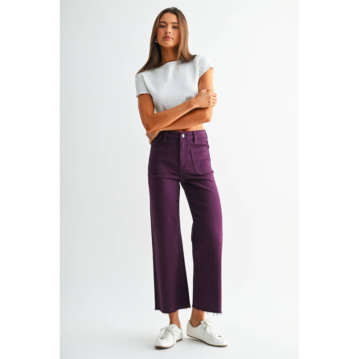 Plum Crop Denim