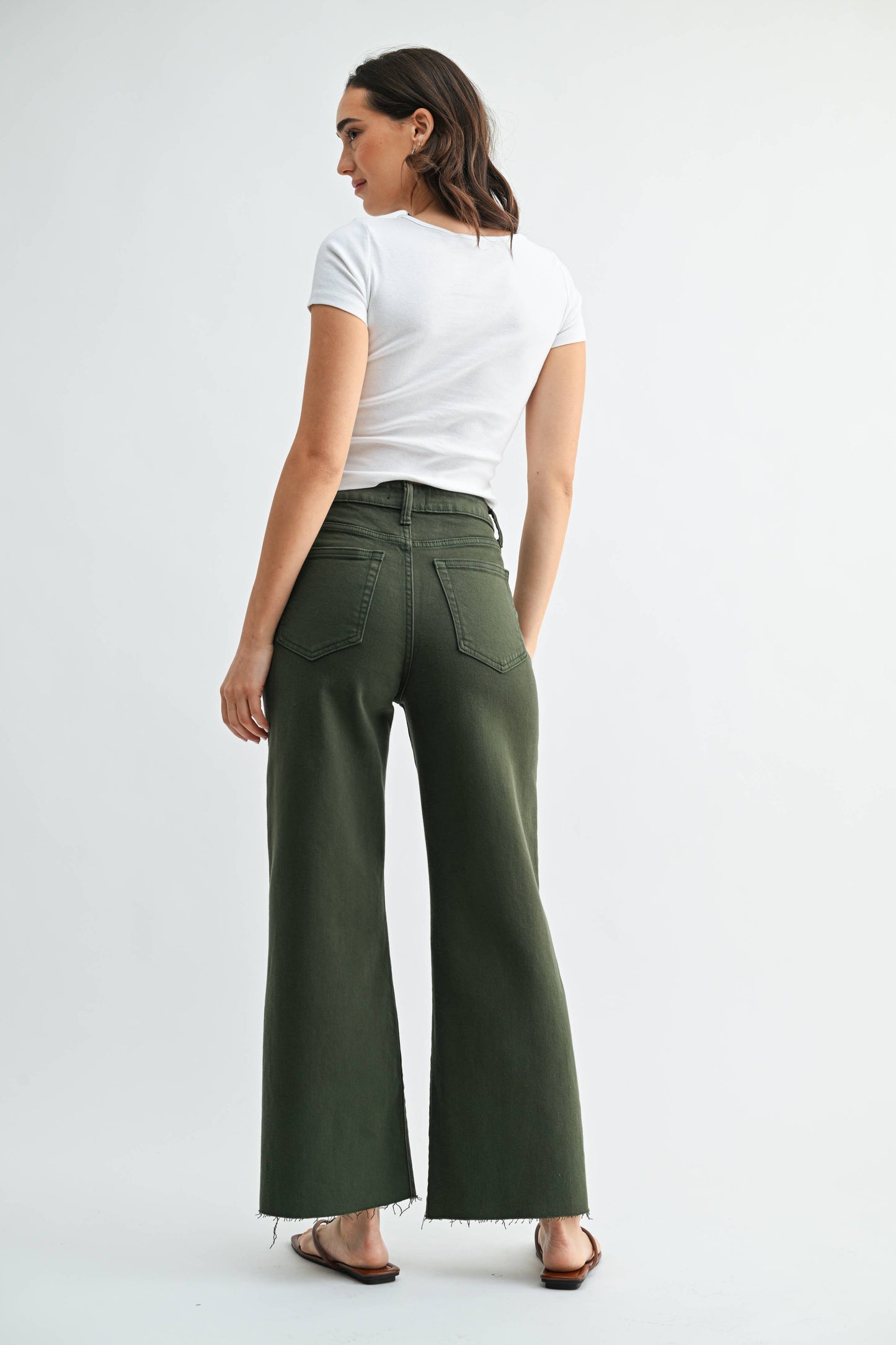 Dark Olive Wide Leg Jean