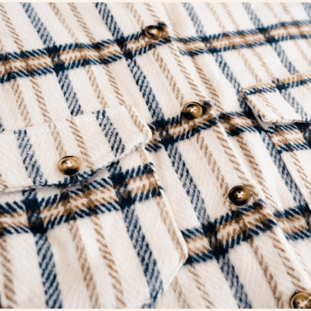 Cream & Navy Plaid Flannel - Adult: 2XL