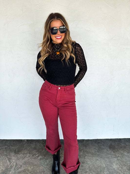 Burgundy Non-Distressed Jeans