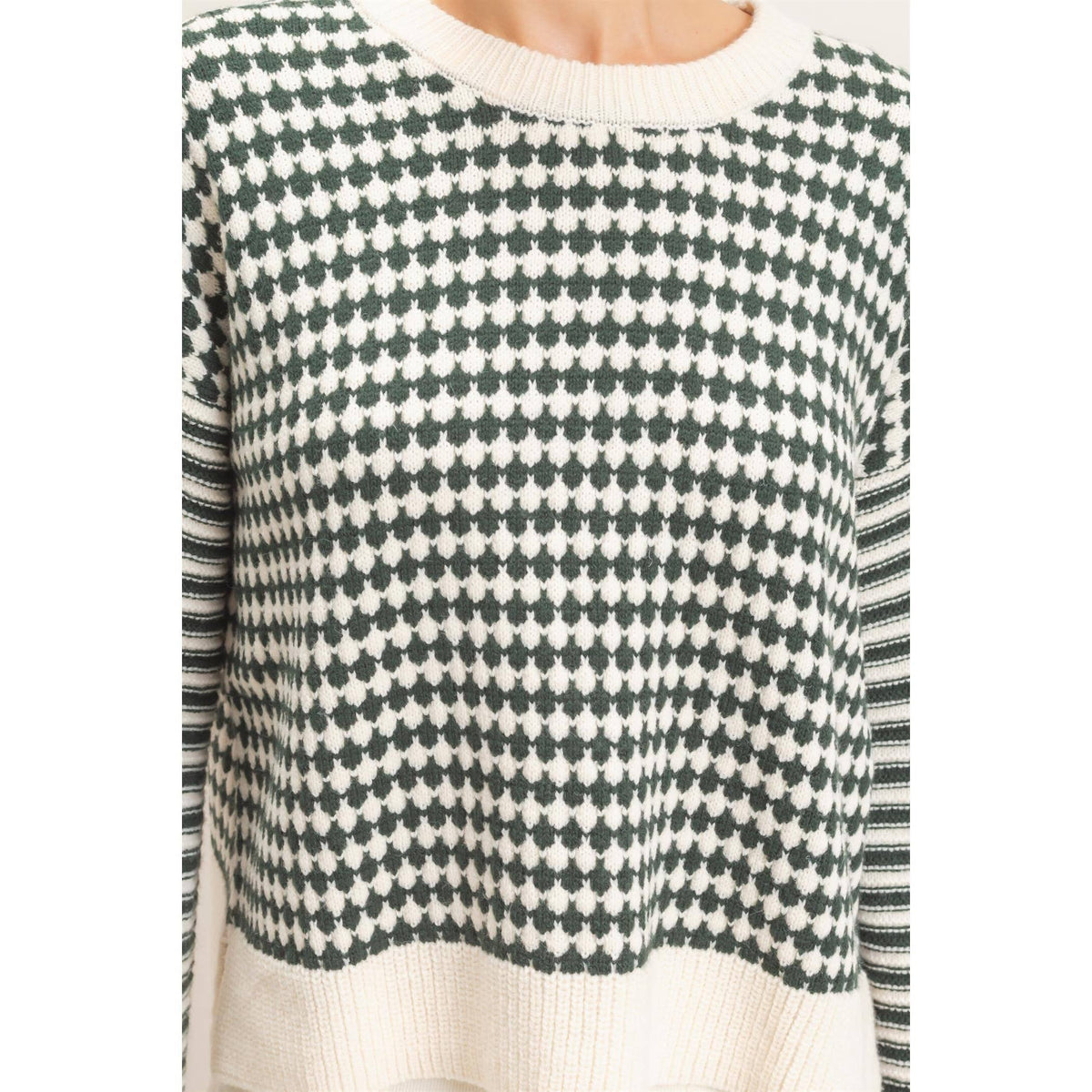 Green Pattern Long Sleeve Sweater